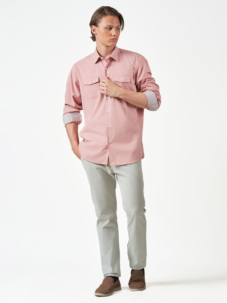 Pink Casual Bamboo Blend Long Sleeve Shirt