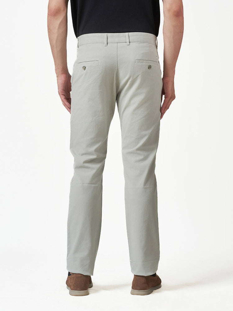 Casual Light Grey Cotton Stretch Slim Fit Chinos