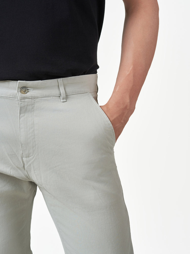 Casual Light Grey Cotton Stretch Slim Fit Chinos