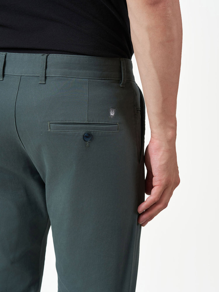 Casual Dark Green Cotton Stretch Slim Fit Chinos