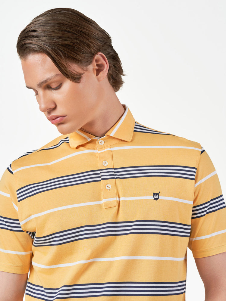 Yellow Stripe Cotton Short Sleeve T-Shirt