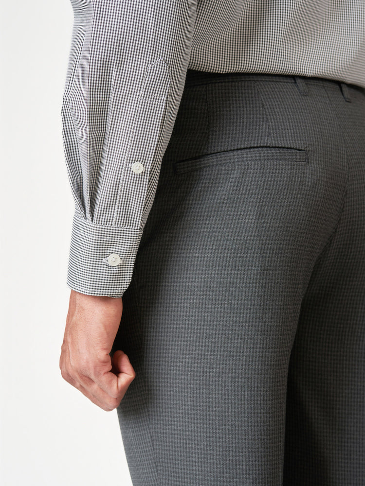 Black Check Formal Poly Cotton Blend Long Sleeve Shirt