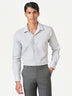 Light Grey Check Formal Cotton Blend Long Sleeve Shirt