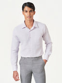 Pink Check Formal Cotton Tencel Blend Long Sleeve Shirt