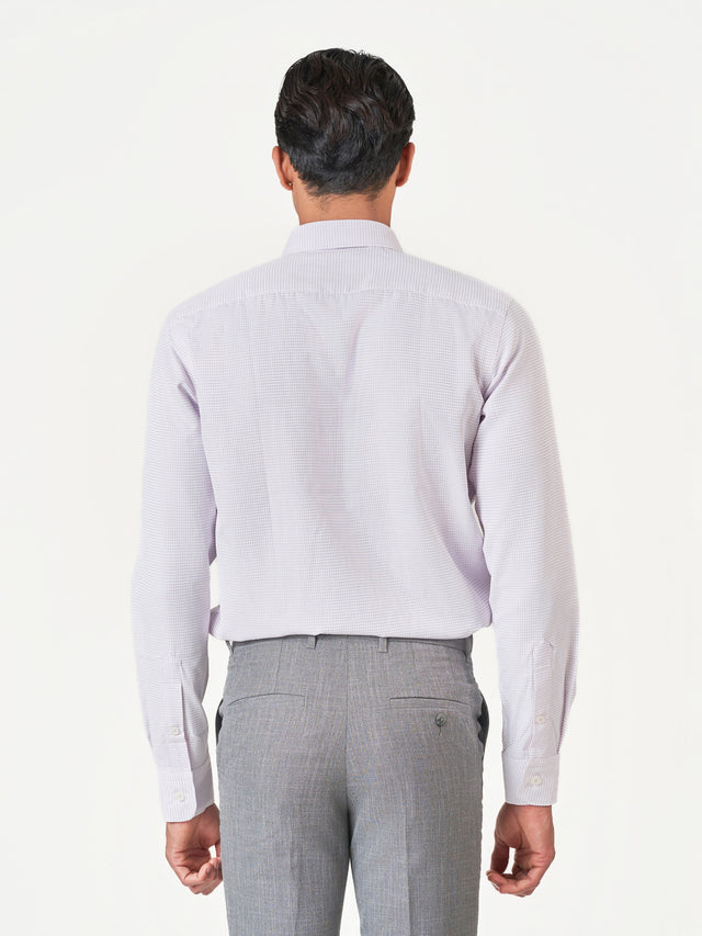 Pink Check Formal Cotton Tencel Blend Long Sleeve Shirt