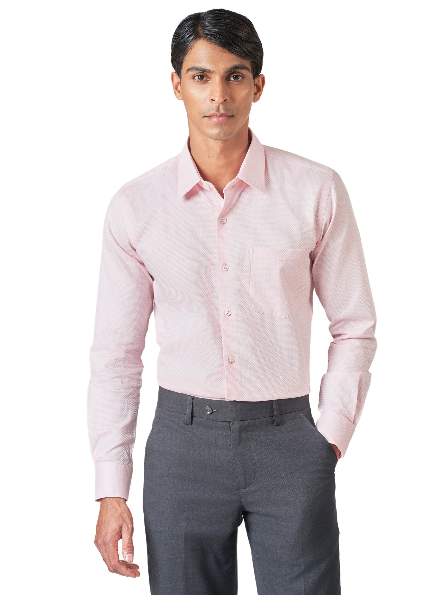 Pink Formal Cotton Long Sleeve Shirt