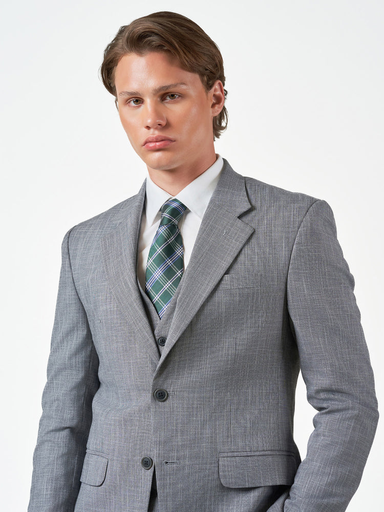 Light Grey Check 3-Piece Slim Fit Suit