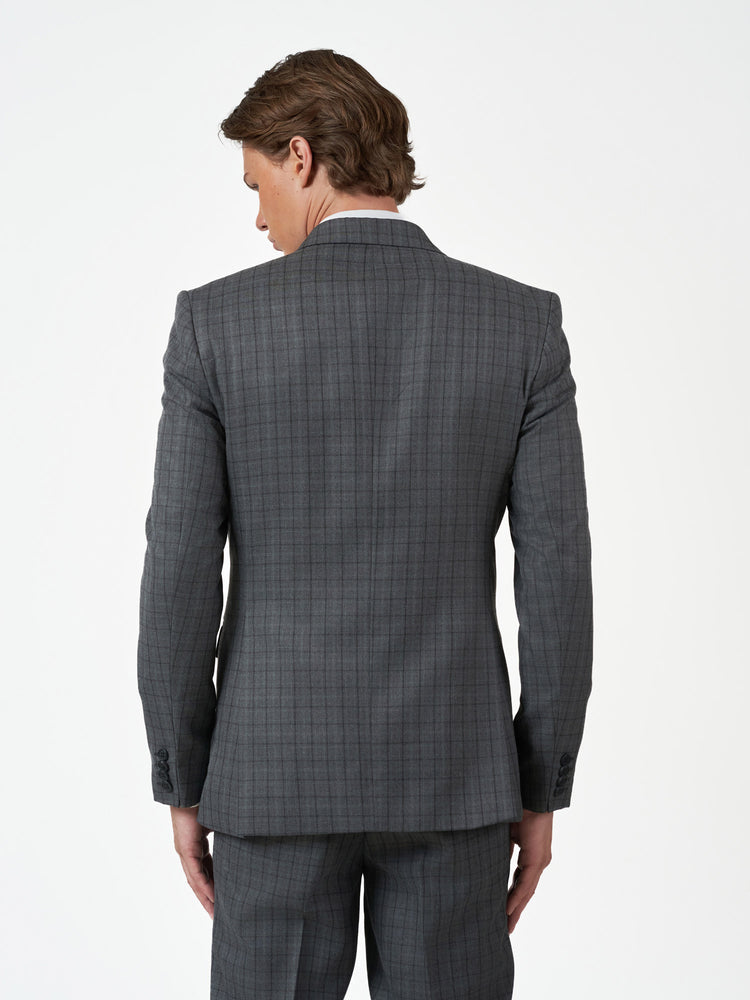 Charcoal Grey Check 3-Piece Slim Fit Suit