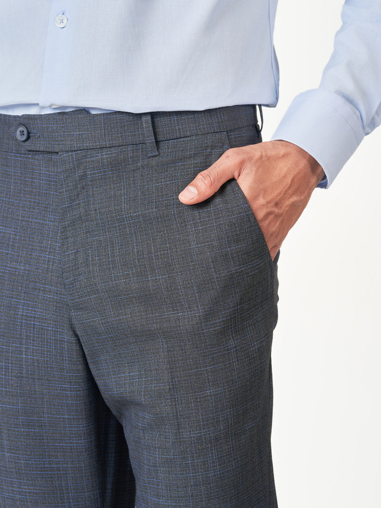Checked Formal Slim Fit Trousers