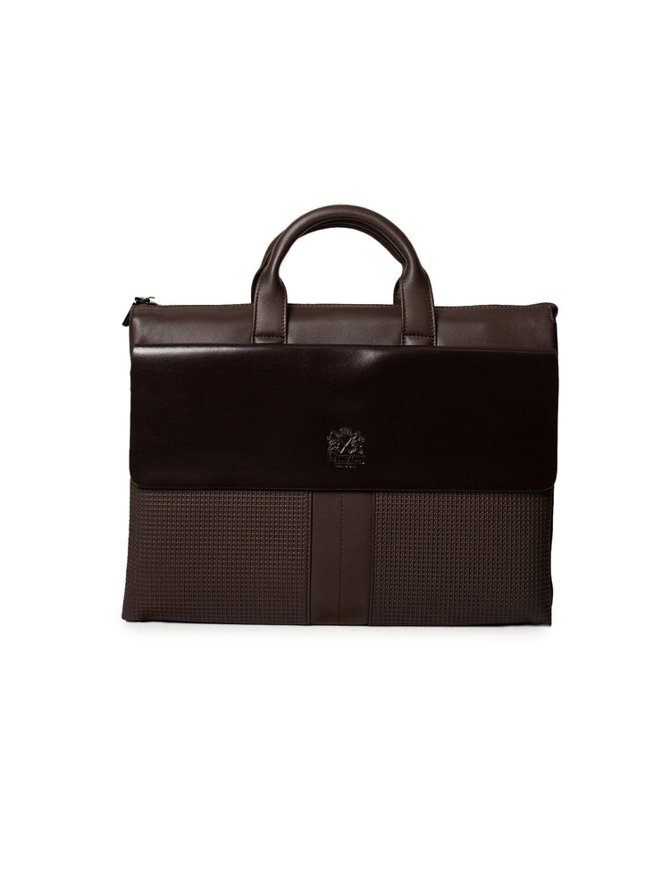 Leather & Microfiber Brown Messenger & Travel Bag
