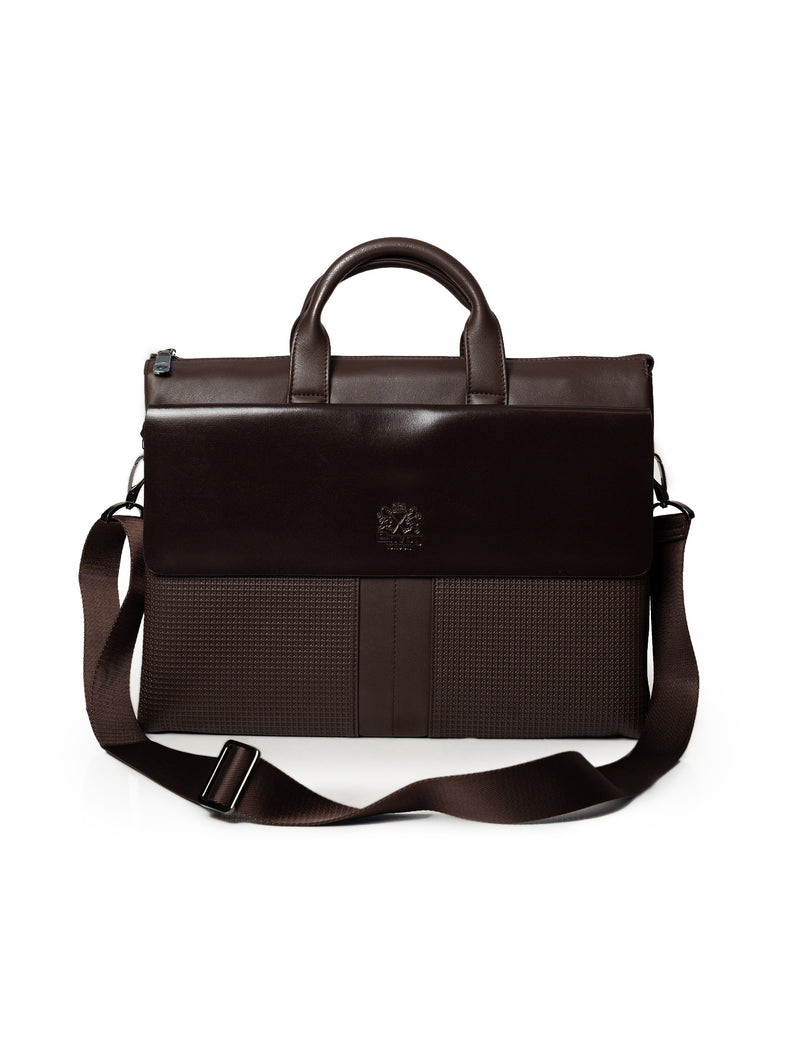 Leather & Microfiber Brown Messenger & Travel Bag