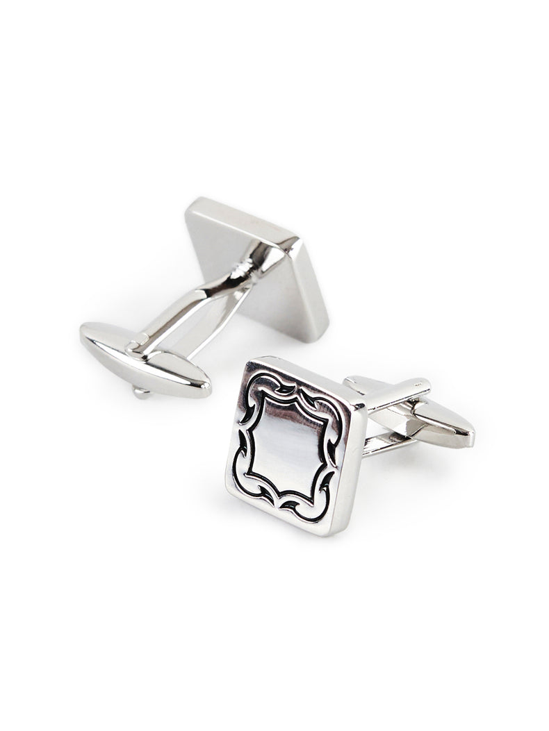 Textured Square Silver Cufflinks