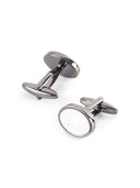 Silver Oval White Inlay Cufflinks