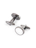 Silver Oval White Inlay Cufflinks