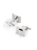 Textured Rectangular Silver Cufflinks and Tiepin