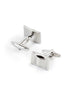 Textured Rectangular Silver Cufflinks and Tiepin