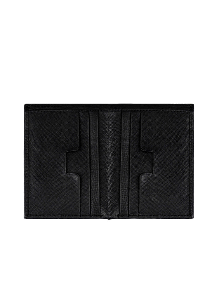 Men's Smooth Finish Black Full-Grain Leather Long Wallet