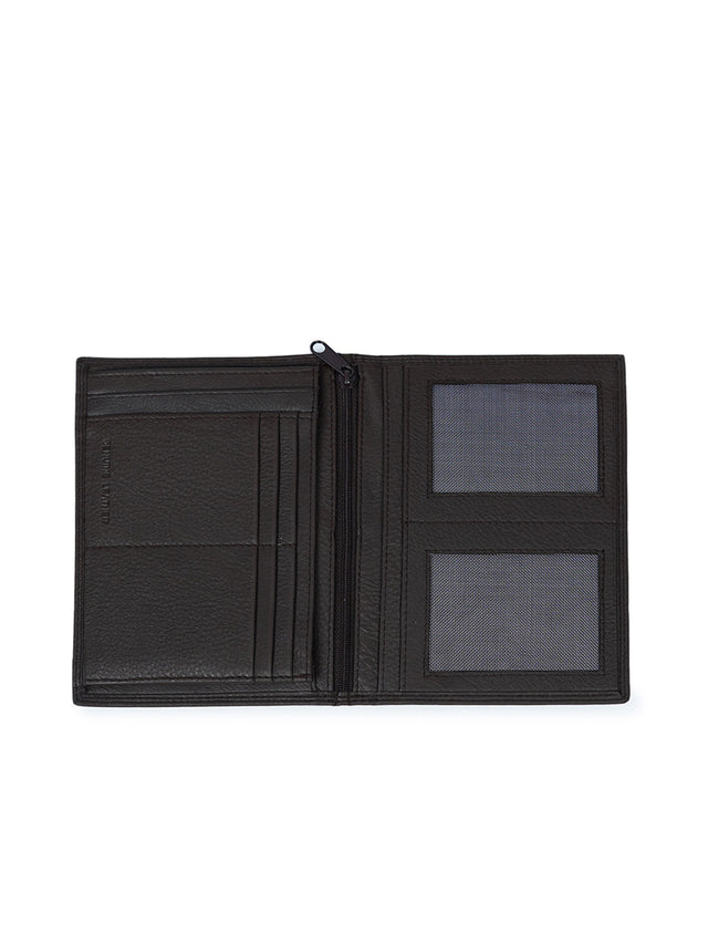 Men's Smooth Finish Brown Natural Genuine Leather Long Wallet