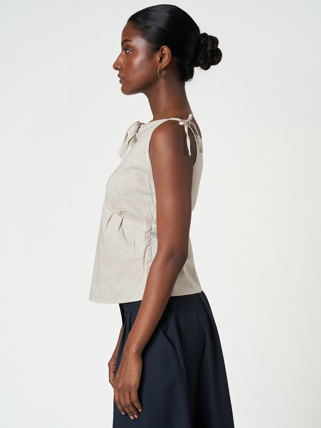 Shoulder Tie Sleeveless Blouse