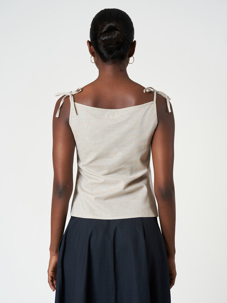 Shoulder Tie Sleeveless Blouse