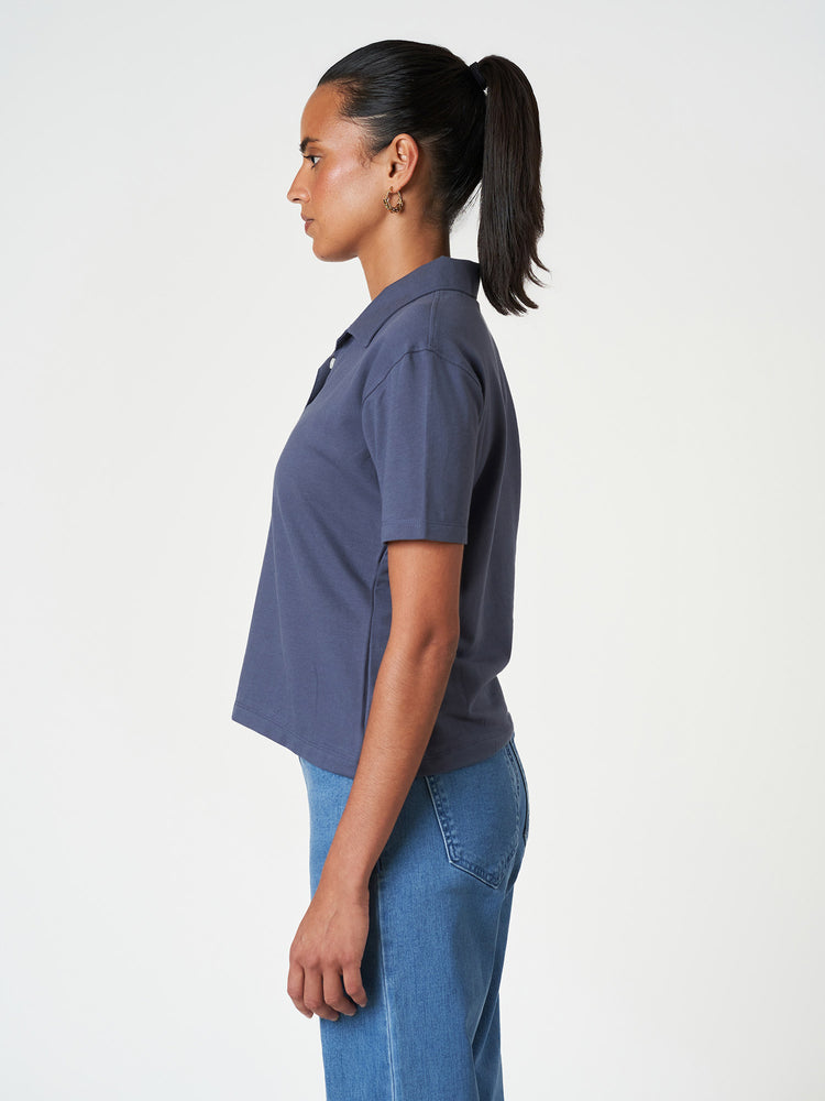 Cotton Stretch Casual Dark Blue Classic Polo T-Shirt