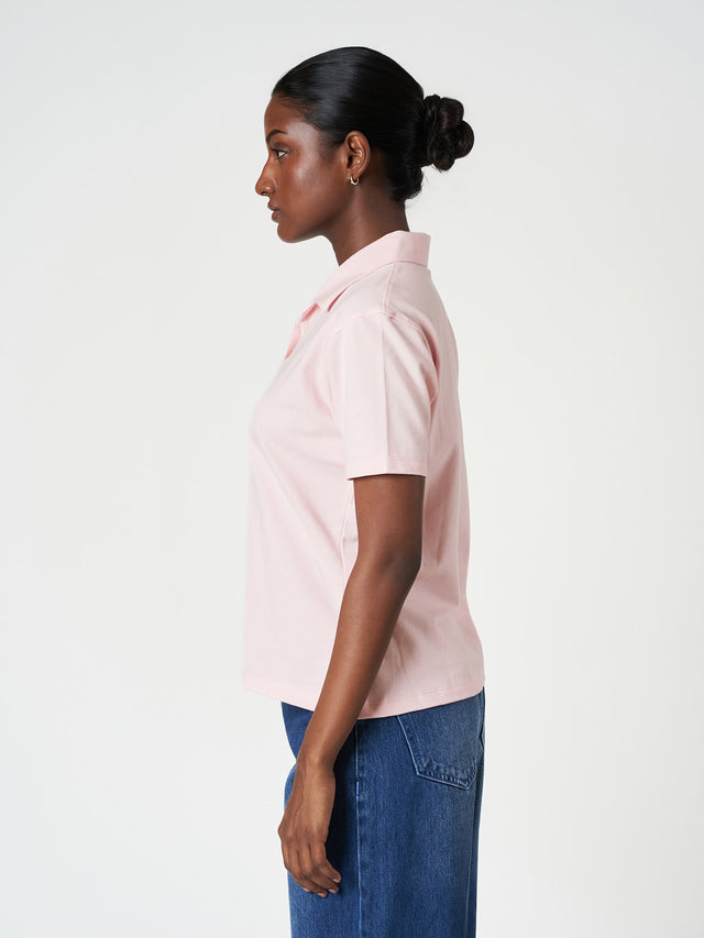 Cotton Stretch Casual Pastel Pink Classic Polo T-Shirt