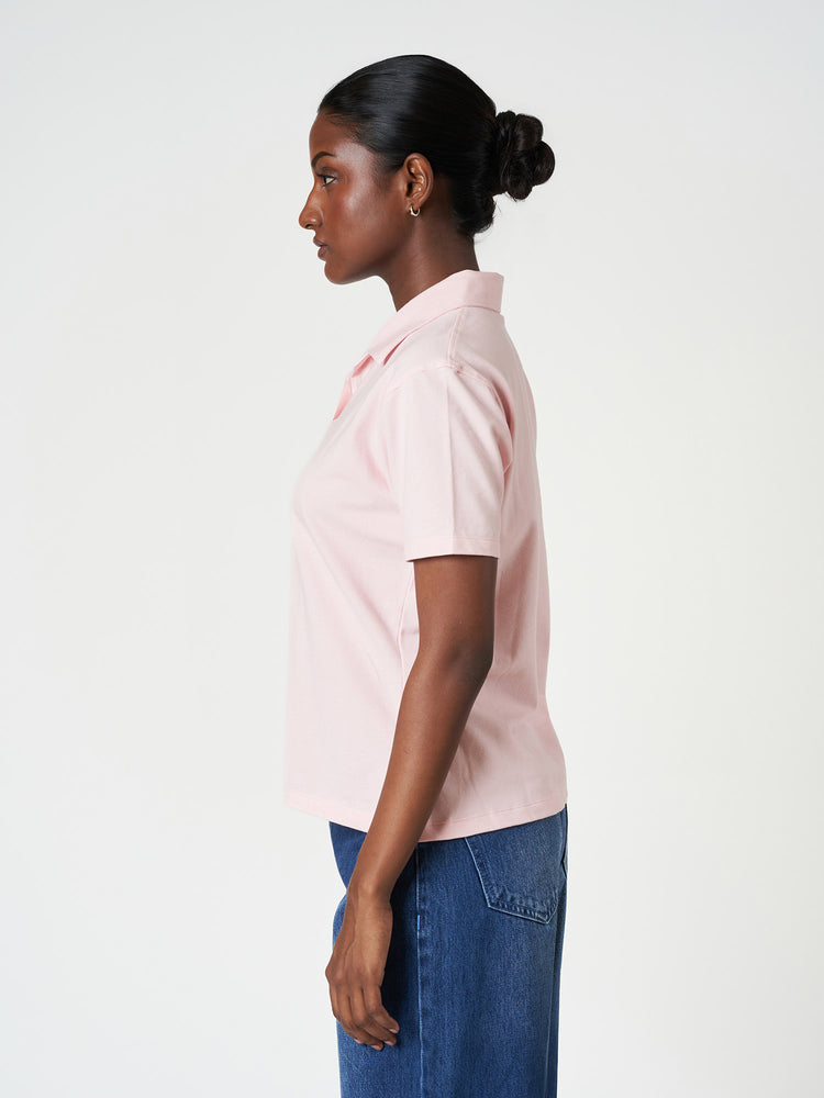 Cotton Stretch Casual Pastel Pink Classic Polo T-Shirt