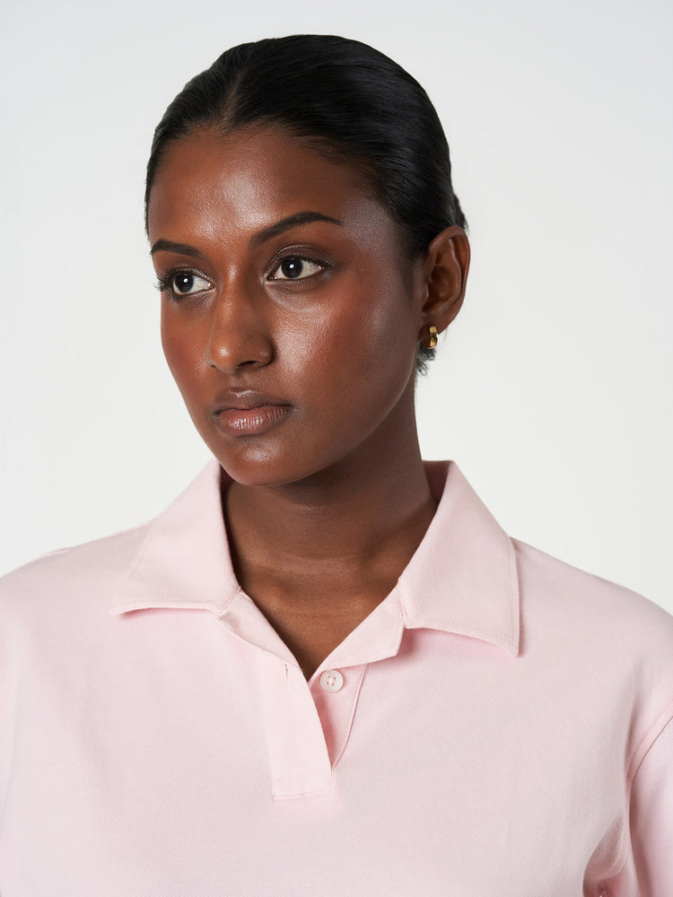 Cotton Stretch Casual Pastel Pink Classic Polo T-Shirt