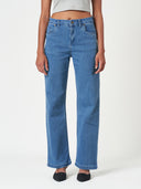 Classic Cotton Blue Mid-Rise Straight-Leg Jeans