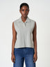 Cotton Stretch Casual Light Grey Sleeveless Polo T-Shirt