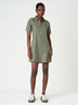 Cotton Short Sleeve Zip-Collar Mini Dress