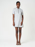 Cotton Short Sleeve Zip-Collar Mini Dress