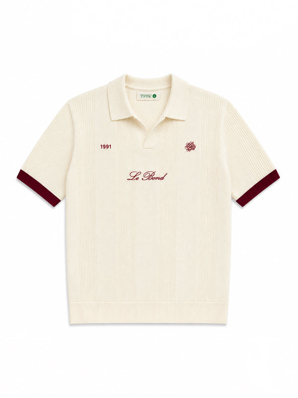 Off White Cotton Knit Polo