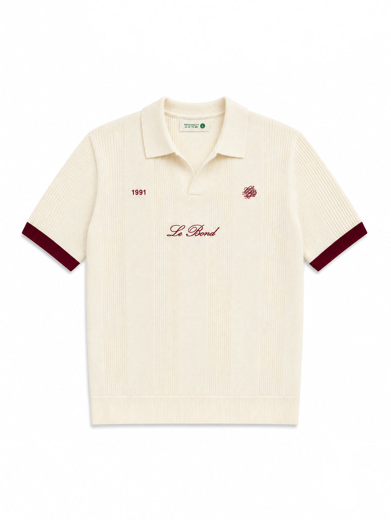 Off White Cotton Knit Polo