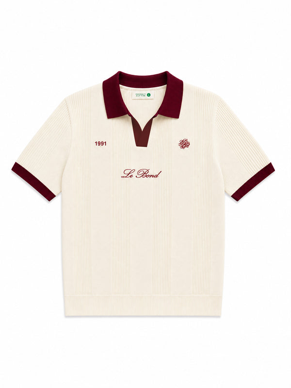 Off White Cotton Knit Polo