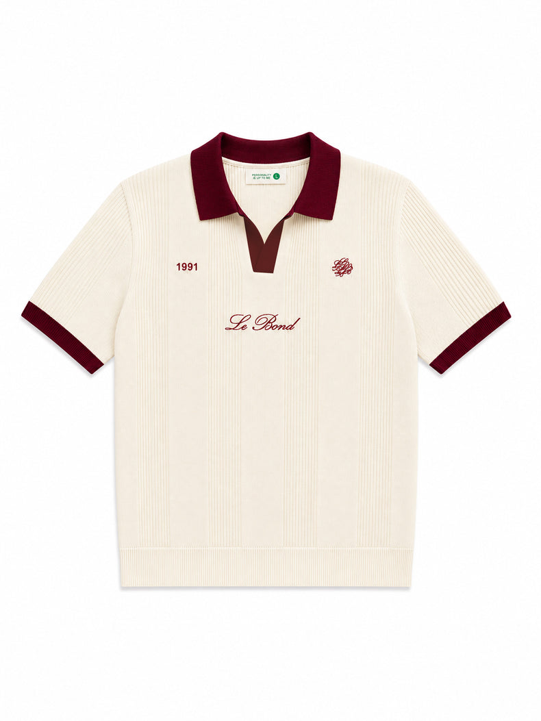 Off White Cotton Knit Polo