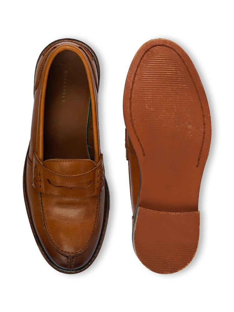 Tan Penny Loafers Classic Slip-On Shoes