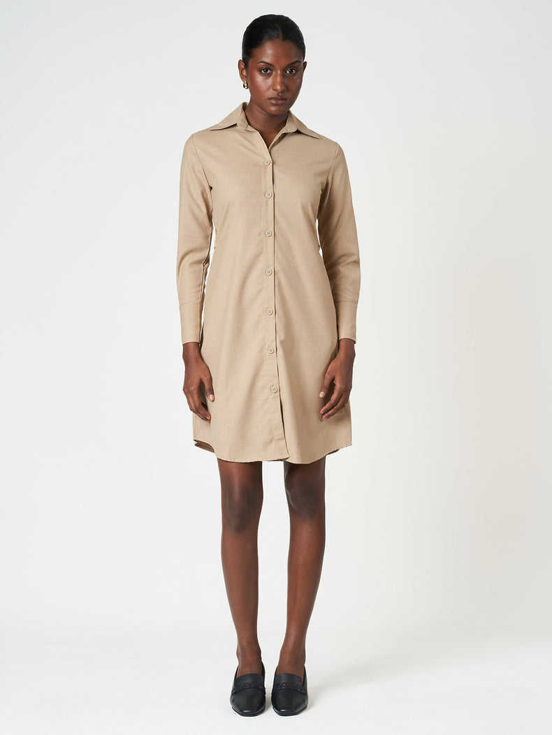 Belted Shirt Long Sleeve Mini Casual Frock