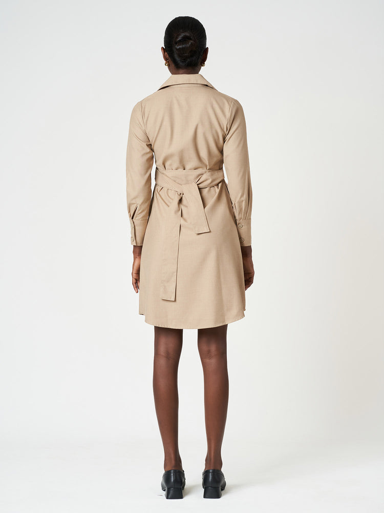 Belted Shirt Long Sleeve Mini Casual Frock