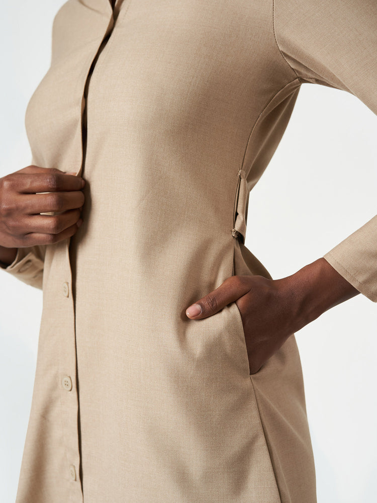 Belted Shirt Long Sleeve Mini Casual Frock