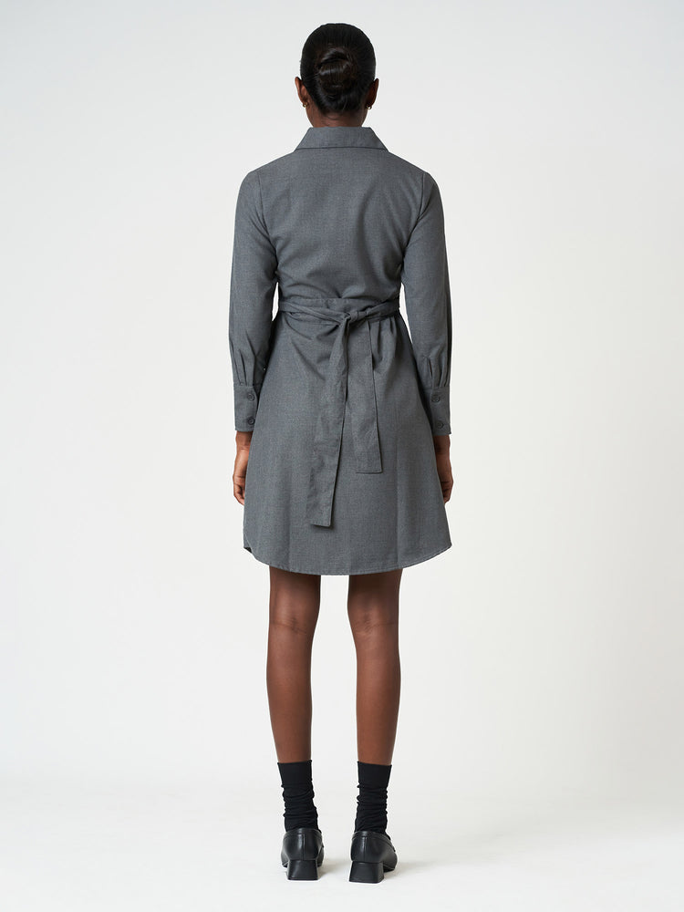 Belted Shirt Long Sleeve Mini Casual Frock