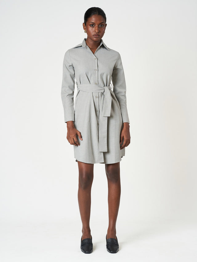 Belted Shirt Long Sleeve Mini Casual Frock