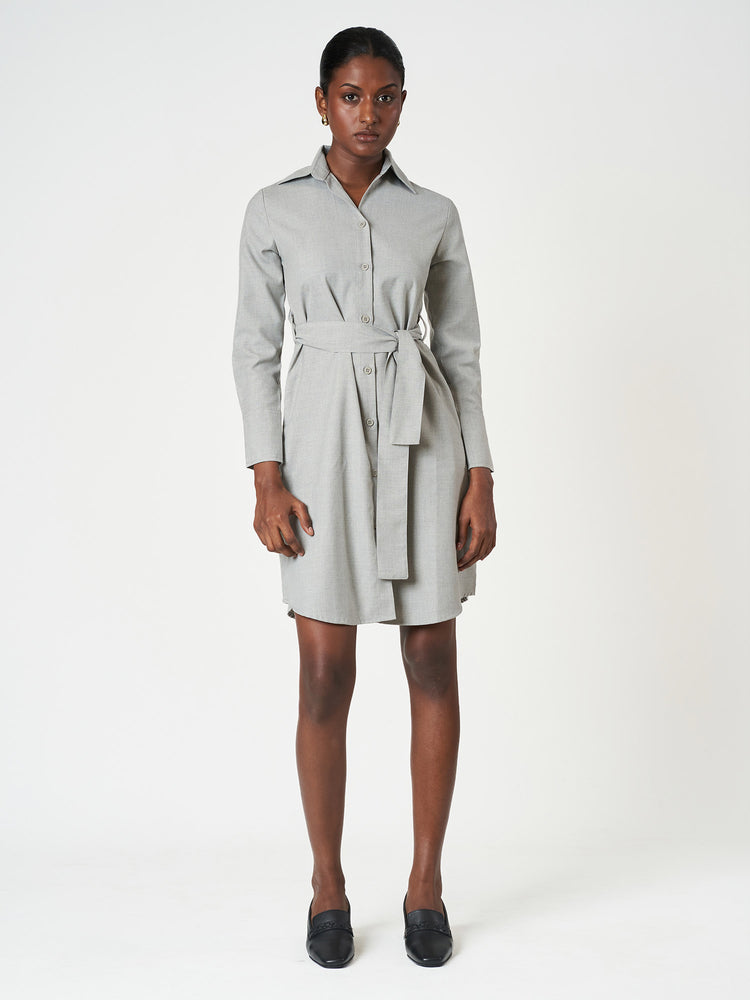 Belted Shirt Long Sleeve Mini Casual Frock