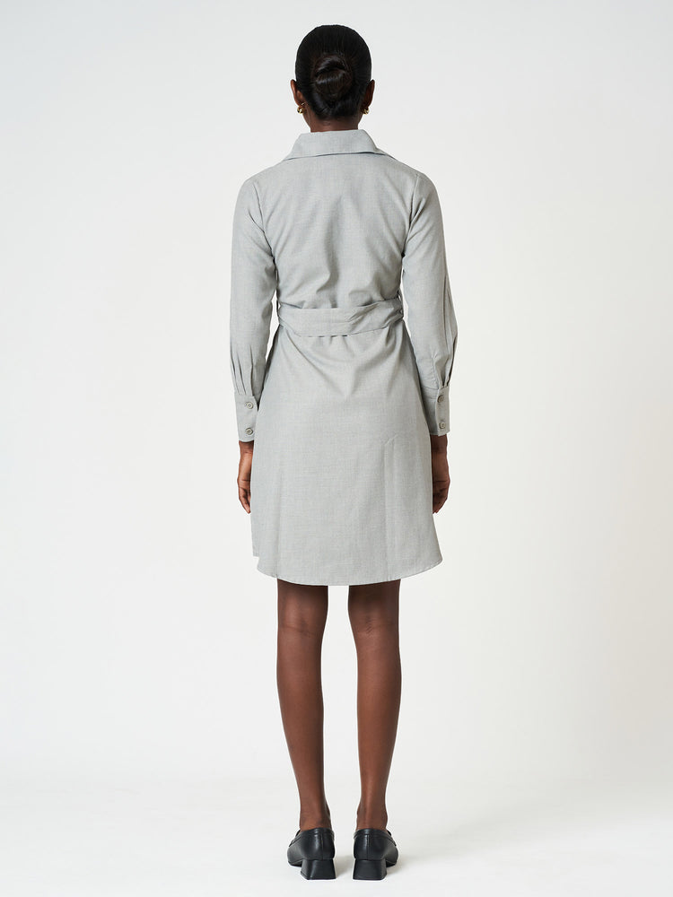 Belted Shirt Long Sleeve Mini Casual Frock