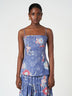Blue Floral Cami Fitted Bodice Sleeveless Summer Top