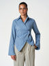 Blue Striped Long Sleeve Wrap Shirt