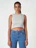 Cropped Cotton Tank Top Fitted Sleeveless Crew Neck