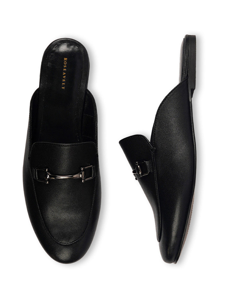 Black Ava Mules Loafers Shoes