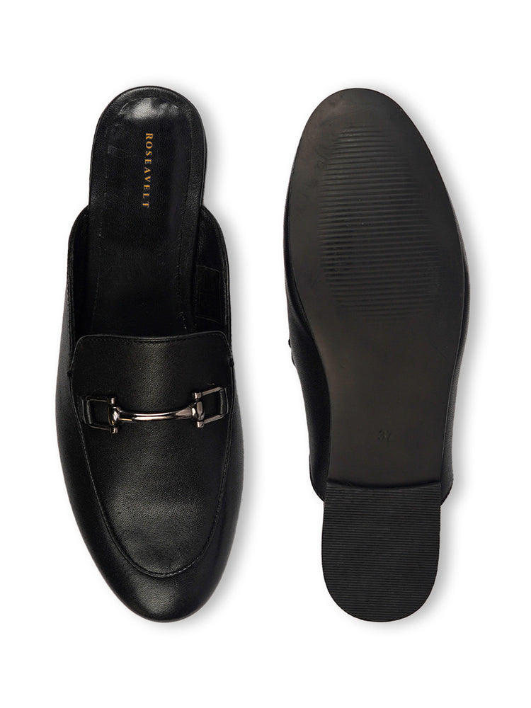 Black Ava Mules Loafers Shoes