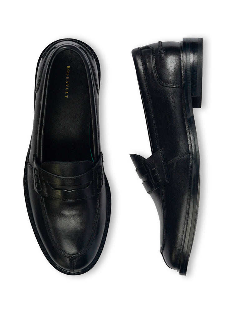 Black Penny Loafers Slip-On Shoes